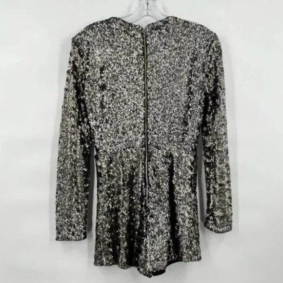 💥SHOWSTOPPER💥 SEQUIN BODYCON ROMPER in GUNMETAL & GOLD - Picture 5 of 13